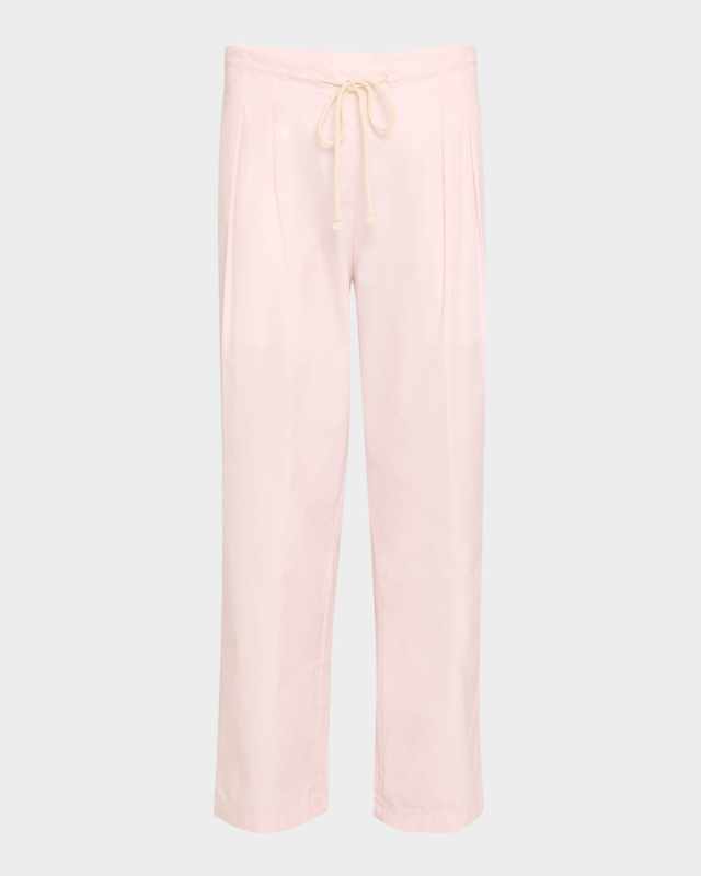 Cosy Pleated Straight-Leg Drawstring Pants